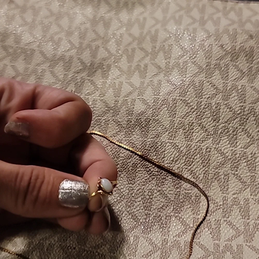 ✨ Vintage Gold & Opal Duo: 12k Necklace & 10k Ring Set! ✨ - Picture 3 of 12